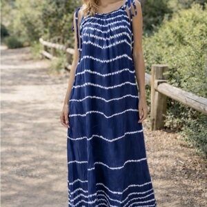 Ex Voto Iris Blue Tie Dye Cotton Maxi Sundress SZ S/XS NWT